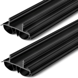 Pushglossy 2 Pcs 36" Double Bubble Kerf Door Sweep 1-3/4" Wide Vinyl Weatherstrip Seal for Exterior Doors, Energy Efficient Draft Stopper, Easy Slide in Installation, Blocks Dust/insects/noise (Black)