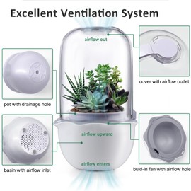 Smart Venus Fly Trap Terrarium Pot with Timer&Fan,Succulent Planter with Grow Light,Indoor Plant Terrarium Kit for Carnivorous Plants,Sundew Moss,Cactus, for Dad (No Plant)