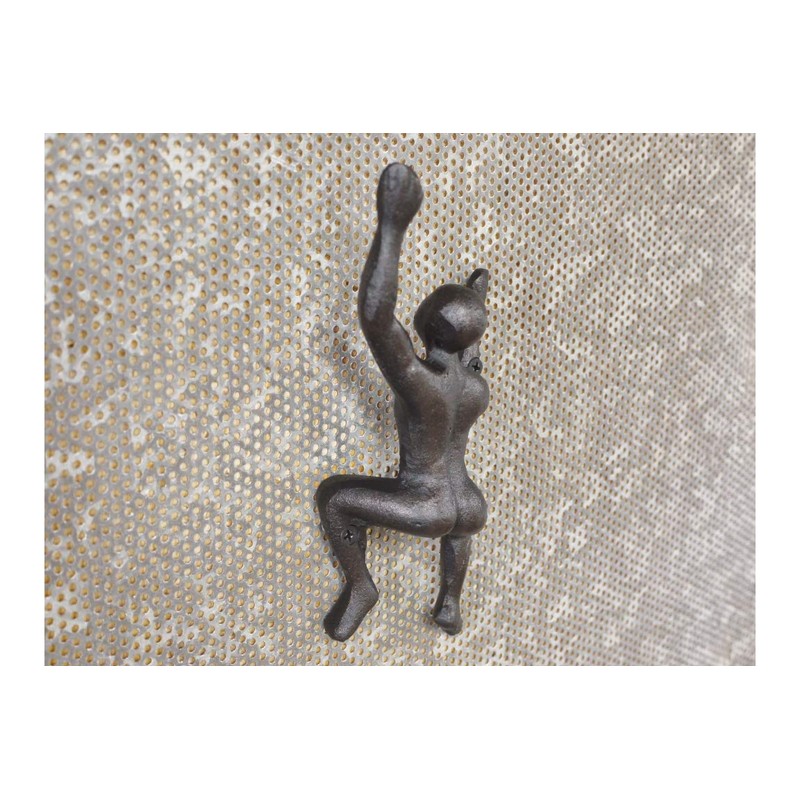 Cast Iron Climbing Man Industrial Style Coat Hook | Black