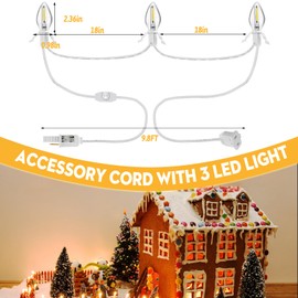Saillong 4 Pack Christmas Village House Accessories Cord Light Bulbs, 6 LED C7 Christmas Blow Mode Light Kit Replacement with Switch Compatible with Dept 56 Christmas Holiday Craft Projects Decoration