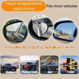 Heart Shaped Blind Spot Mirrors for Cars – Shatter-Resistant Convex Rearview Mirror with 360° Adjustable Design – Universal Fit Stick-On Side Mirror for Enhanced Safety (Cars, SUVs, Trucks)
