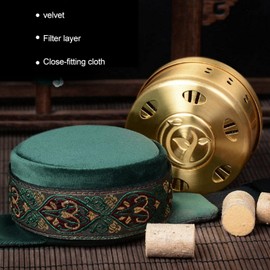 Moxibustion Box, Portable Smokeless Massage Adjustable Temperature Copper Moxa Burners Smokeless Moxibustion Box with Pure Copper with Velvet Cloth Cloth Cover for Moxibustion Massage