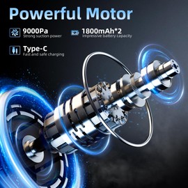 Arcmogo Car Vacuum Cleaner - 9000PA Handheld Vacuum Cordless High Power Mini Vacuum Cleaner Cordless Rechargeable with Car Detailing Brush and LED Light for Car Interior, Home, Office, Pet Hair