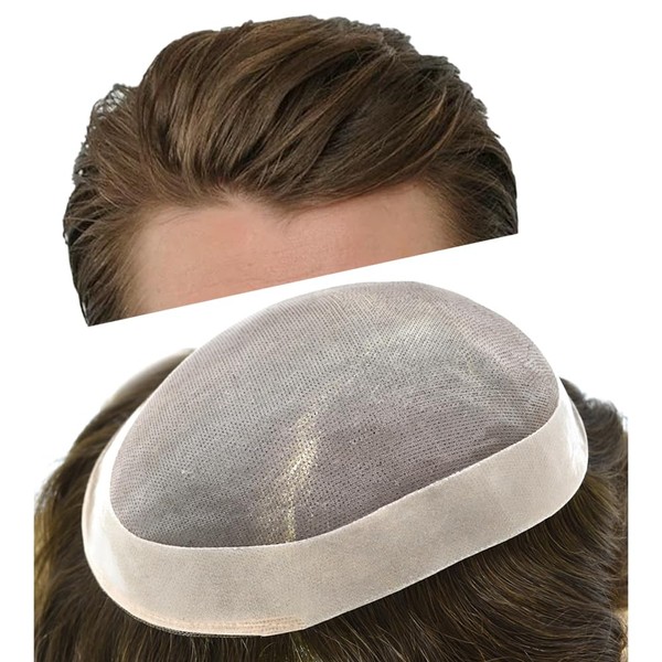 RESHE Hair Piece For Mens Toupee 100% Real Human Hair