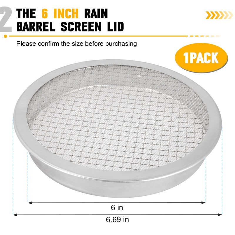 Rain Barrel Screen Filter 6 inch, Rain Barrel Cover Vent