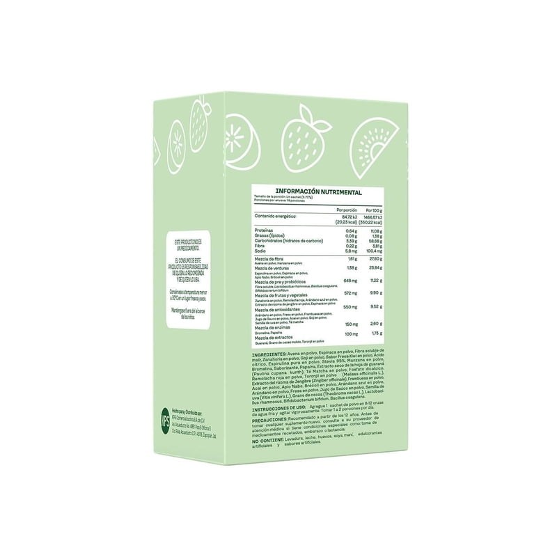Suplemento alimenticio Bloom Greens Sachet Fresa Kiwi Caja con 14