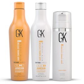 Global Keratin GK HAIR Shield Shampoo and Conditioner Duo (240ml/ 8.11 fl. oz) |Leave in Conditioner Cream 130ml