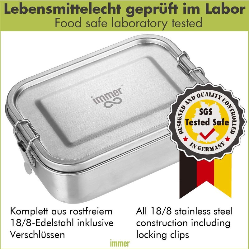 Immer Premium Stainless Steel Lunch Box, Sustainable, Leak-Proof, Plastic-Free, Easy-to-Clean
