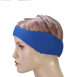 Banda De Neopreno Para Natacion,Banda de Cabeza de Natación,Banda de Oreja de Natación Cinta de Oídos de Neopreno Elástico Diadema de Natación Ajustable para Nadar para Adultos y Niños(L Azul)