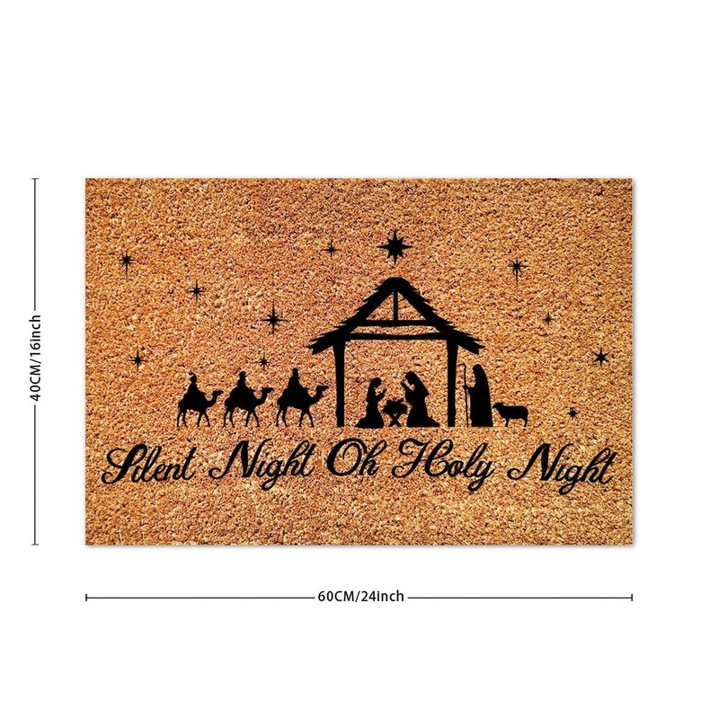 DecStic Silent Night Oh Holy Night Coir Door Mat Nativity