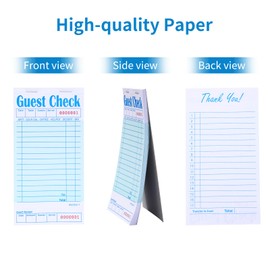 ZPARIK 6 Pack Guest Checks Books for Servers Server Note Pads, Waiter Checkbook, Waitress Notepad for Restaurants, Paper Checks 50 Sheets/Pack, 300 Total Tickets