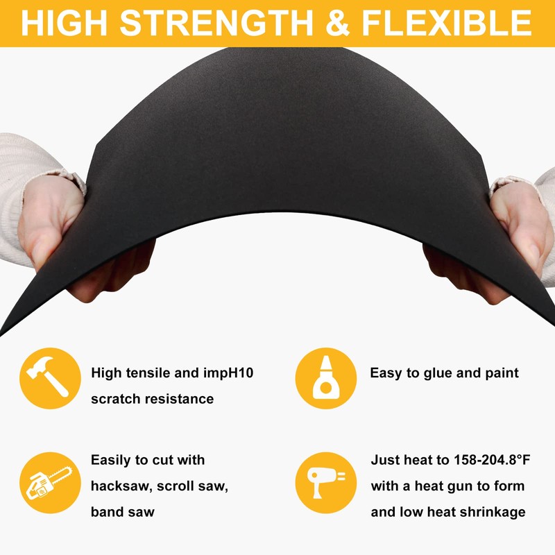 Kinlink Black ABS Plastic Sheet 12" x 16"x 0.06" Flexible