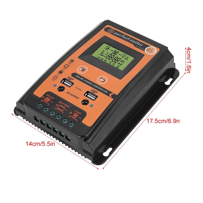 Controlador de Carga Solar, 12V/24V 50A MPPT Controlador de Carga