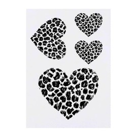 Azeeda 4 x 'Herz mit Leopardenmuster' Temporäre Tattoos - Wasserfest, Hautfreundlich & Ungiftig · Transfers in Verschiedenen Größen (TO00079112)