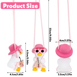 Gjinxi Swinging Duck Car Ornament Cool Hanging Duck for Car Mirror Cute Girly Car Decor Accessories Car Rear View Mirror Charm for Women & Men Car Mirror Ornament Gifts
