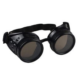 UltraByEasyPeasyStore Utra Steampunk Gogges Mens Womens Cyber Gasses Victorian Punk Weding Cospay Gogges Goth Rustic Rivet Round Eyewear Fying Gogges Fancy Dress Piot Gogges, Black With Brown Lenses, L