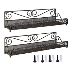 AMT Spice Rack, Wall Mount Organizer, Pantry Cabinet Door Shelf Storage, Kitchen seasoning Hanging Display for Spice Jars, Sauces, Herbs, Cosmetic Beauty Bottles (1 Tier- Style 9S (2PCS)