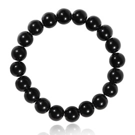Natural Obsidian Bracelet for Women Men, 10mm Handmade Black Obsidian Crystal Gemstone Stretch Bracelet, Adjustable Round Beaded Bracelet for Spiritual Healing & Positive Energy