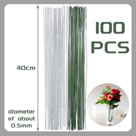 POPOYU 50P white floral wire, paper wrapped wire for floral art and flower arrangements, flexible scoop wire, wreath making, Christmas wreath wire