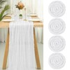 Teruntrue 4 Pack White Cheesecloth Table Runner Semi-Sheer Table Runner