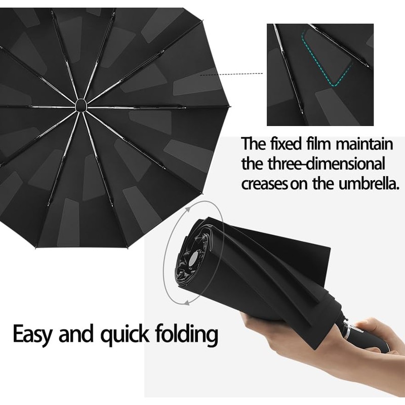 erised's bifrost Fast Folding Automatic Travel Compact Umbrella With Fixed