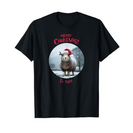 Merry Christmas to ewe, sheep farm holiday Xmas, Santa hat T-Shirt