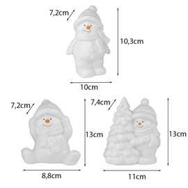 Ideen mit Herz Decorative Figures Snowmen 2 | 3 Designs & Sizes | White | Pack of 3