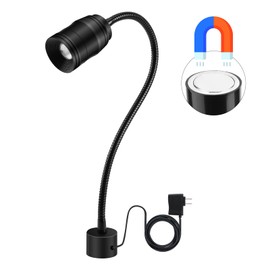 Deeffe 12W Magnetic Base LED Work Lamp With Adjustable Focus and Flexible Gooseneck - Task Light for Sewing Machine, Work Bench, Lathe, Bandsaw, Industrial Use