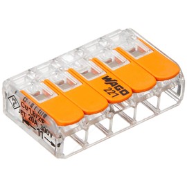 Wago Japan WFR Series One-Touch Connector for 5 Wires, Blister Pack, Pack of 5, WFR-5BP, Transparent