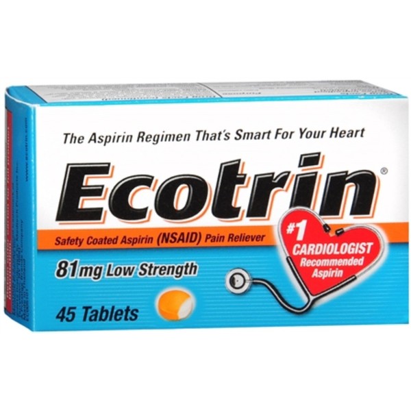 Ecotrin 81 mg Low Strength Tablets 45 Tablets (Pack of 4)