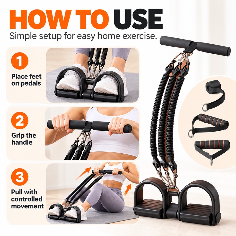Pedal Resistance Band for Home Workouts – 75 lb Black