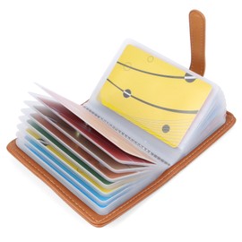 Credit Card Holder in 10 Colours for Men and Women, Leather Card Holder – 26 Cards Brown