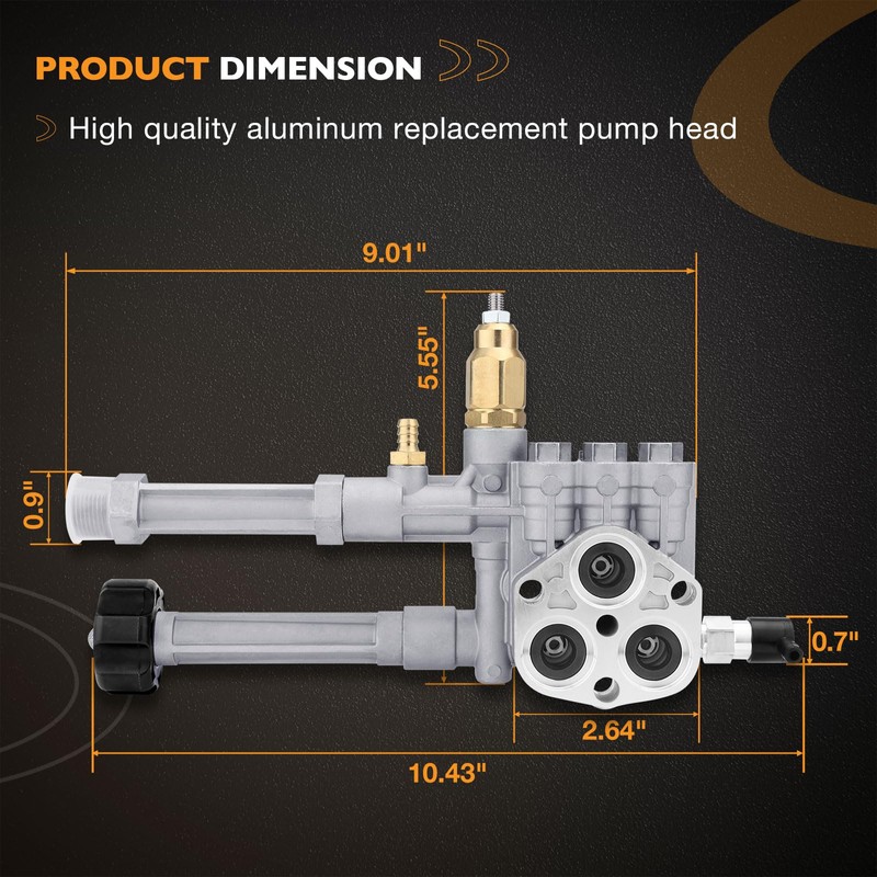 HQPASFY AR42940 Pressure Washer Pump Head Aluminum, Compatible with Troy