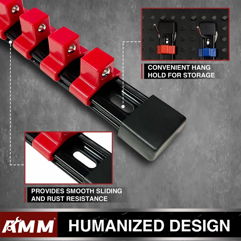 AMM 18-Piece Socket Organizer, 1/2 inch, 3/8 inch and 1/4