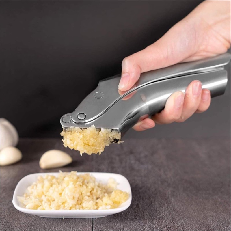 Premium Garlic Press, Stainless Steel, Easy to Clean Garlic Mincer,
