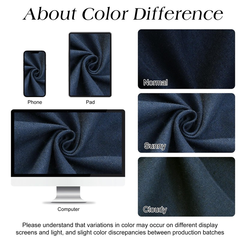 Naturoom Navy Blue Shower Curtain for Bathroom, Linen Textured Weighted