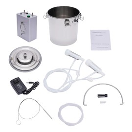 5L Electric Milking Machine Kit,Portable Electric Dual Head Sheep Goat Milking Machine,Cow Milker Vacuum Pump Livestock Milking Supplies with Stainless Bucket 110V