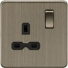 Knightsbridge 13A 1G DP Switched Socket - Antique Brass