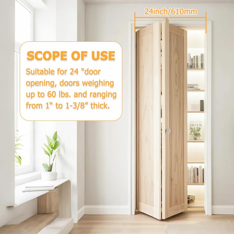 Bifold Door Hardware with Track, 24-Inch Bi-fold Closet Door Track