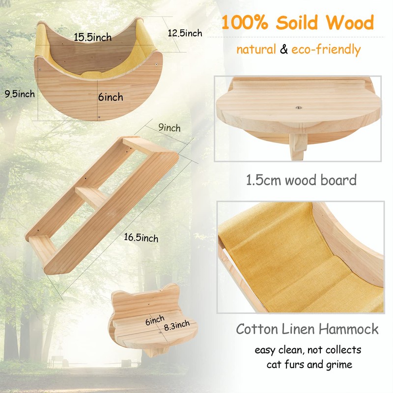Cat Shelf for Wall Hammock Climbing Shelves and Perches Solid