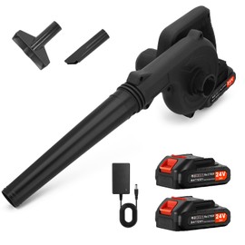 Xamanabu Leaf Blower Cordless, 2 x 24V 2.0Ah Battery and Charger, 150CFM 130MPH Electric Cordless Leaf Blower with Brushless Motor, 2 in 1 Handle Electric Blower and Vacuum Cleaner