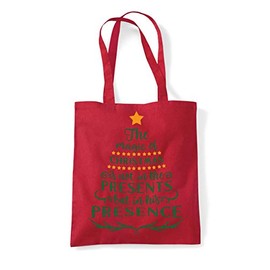 Miammo The Magic Of Christmas Is In The Presence Song Tree [INCSVG] cotton tote shopping bag - Red