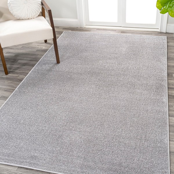 JONATHAN Y SEU100K-3 Haze Solid Low-Pile Indoor Area Rug Casual Contemporary Solid Traditional Easy-Cleaning Bedroom Kitchen Living Room Non Shedding, 3 ft x 5 ft, Light Gray