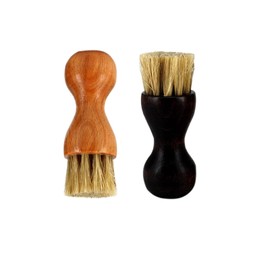 2pcs Small Shoe Shine Brush for Boots, Shoes and Other Leather Care, Polish Applicator, Black and Light Brown