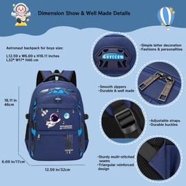 MITOWERMI Astronaut Backpack for Boys School Bags Space Kids Backpack for School Elementary Book Bags Girls Lightweight Travel Back Packs Blue