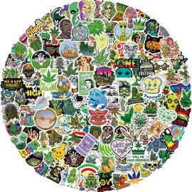Weed Stickers, Pack of 150 Funny Weed Stickers, Cool Vinyl Waterproof Green Plant Sticker Set for Laptop, Skateboard, Car, Bicycle, Motorcycle, Adults