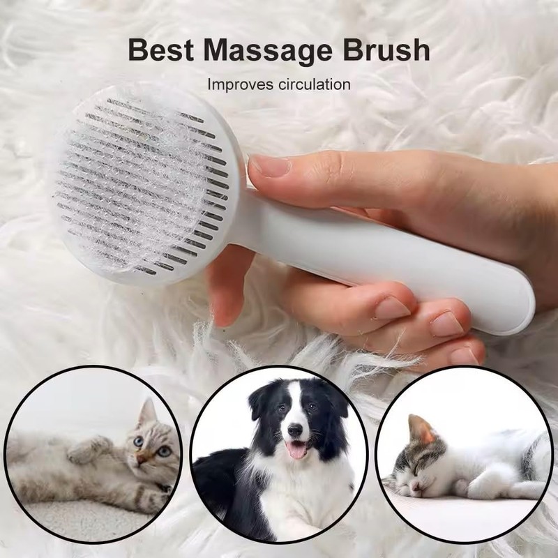 Pet Grooming Brush - Gentle Slicker for Removing Loose Undercoat,
