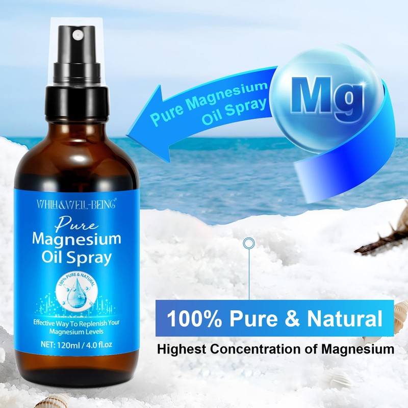 Magnesium Spray, Pure Magnesium Oil Spray Natural in Glass Bottle,