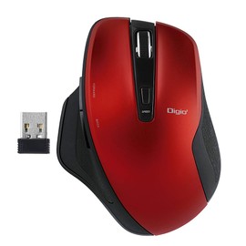 Nakabayashi Z8466 Digio2 Wireless Mouse, Silent, 5 Buttons, Blue LED, Red