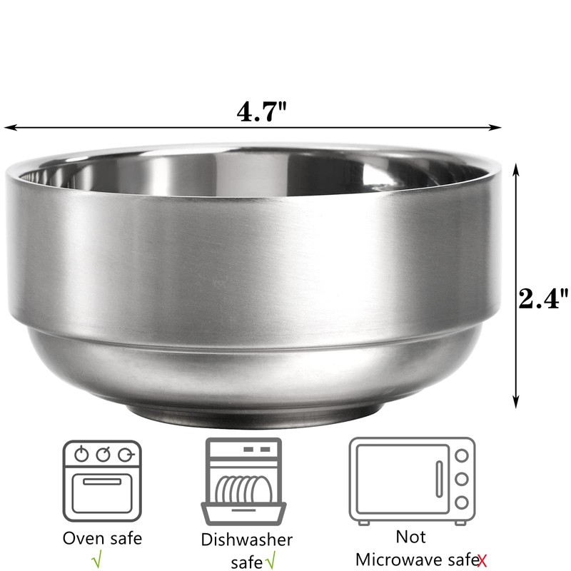 Lyellfe 6 Pack Stainless Steel Bowls, 12 Oz Double Walled